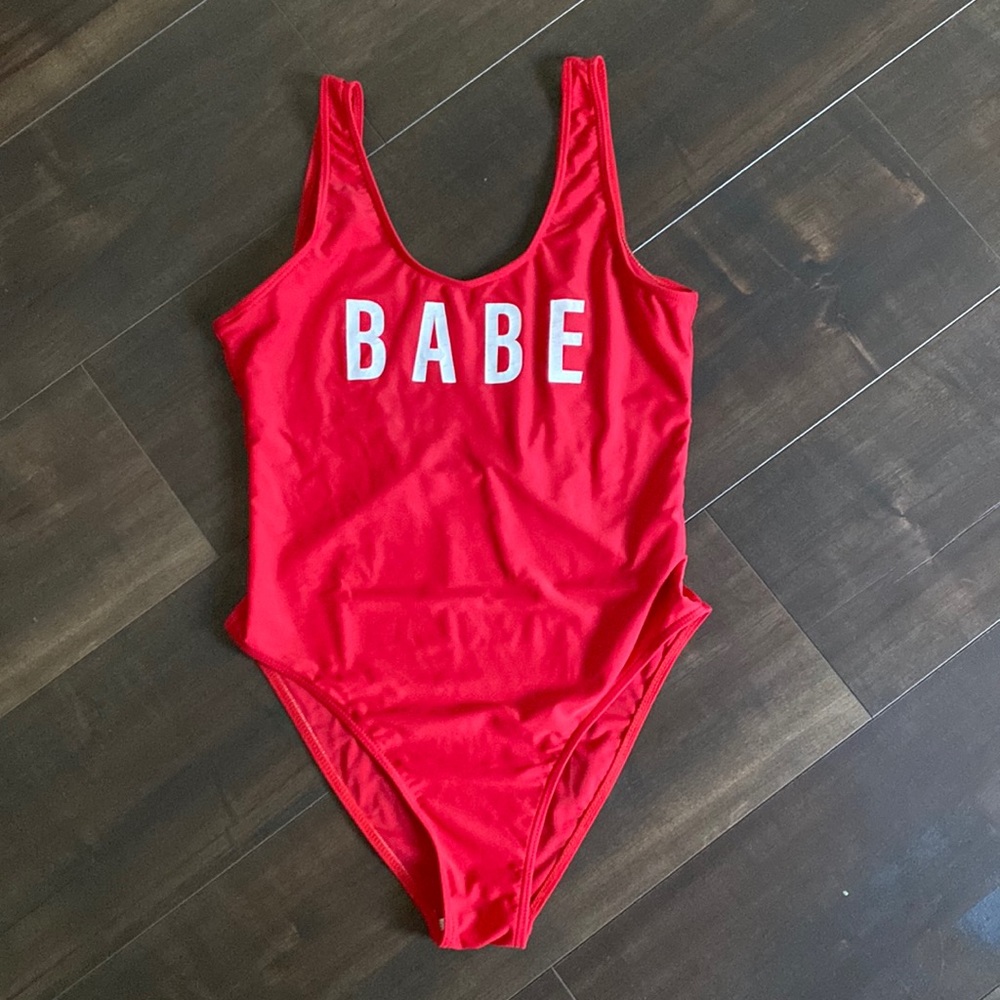 “BABE” Red One-Piece Swimsuit